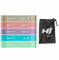 Hop-sport 5 vnt. elastinių juostų rinkinys hip-band pasipriešinimo treniruotėms, tempimui, 30 cm treniruotėms