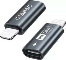 Gianac usb c į lightning adapteris (2 vnt.), lightning usb c adapteris 36 w greitas įkrovimas, skirtas iphone 14 13 12 11 pro max, ipad pro/air 5/mini 6, ipod, netinka otg/audio