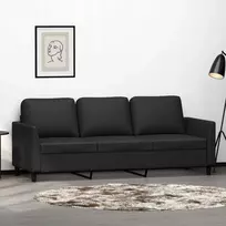 3-vietė sofa, juoda, 180 cm, apmušta dirbtine oda
