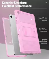 Pink Moko dėklas, suderinamas su Galaxy Tab A9 Plus 11 colių 2023 (sm-x210/x216/x218), tvirtas visapusiškos apsaugos dėklas su ekrano apsauga, sulankstomas stovas, Flowers Rožinė