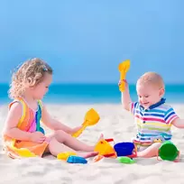 Amosfun smėlio kastuvai vaikams, 18 cm plastikinių žaislų rinkinys paplūdimiui, idealus smėlio dėžei ir šeimos veiklai, 10 vnt.