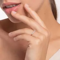 Thomas Sabo žiedas su baltais akmenimis, padengtas rožiniu auksu, sidabras Tr2323-416-14-54, sidabras, kubinis cirkonis