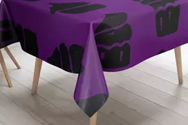 Le Jardin du Lin virtuvinis dekoratyvinis staltiesė, violetinė, juoda, 140 x 140 cm - sukurta ir pagaminta Turkijoje