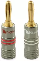 Nakamichi Ultimate Series paauksuoti 24k berilio raudono vario bananiniai kištukai garsiakalbio kabeliui 12-18 awg, 4 mm dydžio hifi stiprintuvui, 2 vnt. (1 pora)