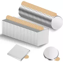 Pilikoll 50 vnt. lipnių magnetų rinkinys 10 x 1 mm, apvalūs ir kvadratiniai magnetai, lipnūs stiprūs neodimio magnetai, stiprūs mini lipnūs magnetai, plokšti lipnūs magnetai lentai, šaldytuvui, nuotraukoms