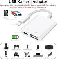 Usb kameros adapteris, usb lizdo otg adapteris suderinamas su telefonu, nešiojamas usb adapteris telefonui su įkrovimo prievadu, usb adapteris, nereikia programos, palaiko kortelių skaitytuvą (baltas)