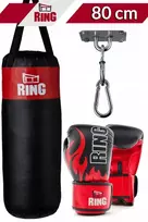 Bokso rinkinys vaikams: maišas 80 x 30 cm 10 kg juodas + tvirtinimas + pirštinės