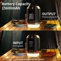 Lobkin įkraunamas kempingo žibintas, mini kempingo šviestuvas su 5 šviesos režimais, lengvas nešiojamas kempingo žibintas su įmontuota 15600 Mah baterija, skirta naudoti lauke