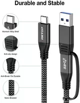 Riitop usb 3.2 type c į c kabelis [20gbps, 30 cm], pintas 2-in-1 usb type-c y trumpas kabelis su c-a adapteriu išoriniam m.2 ssd