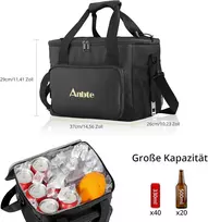 Anbte 25l šaltkrepšis 37 x 29 x 26 cm sulankstomas šaltkrepšys su butelių atidarytuvu, 300d vandeniui atspari medžiaga ir peva praktiškas skyrių atskyrimas, idealiai tinka paplūdimio iškyloms, stovyklavimui, kepsninei (juodas)