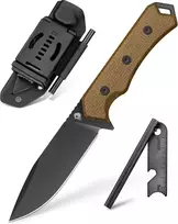 Nedfoss Boar išgyvenimo peilis, 10.5 cm Full Tang D2 plieno lauko peilis su micarta rankena, aštrus bushcraft peilis su ugnies skeltuvu, jadg peilis su kydex dėklu, ride peilis stovyklavimui, žvejybai