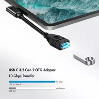 Logilink Cu0100 Usb 3.2 (gen2) kabelio adapteris 10gb, type-c (90° kampu) į type-a su otg funkcija (on-the-go), 20 cm