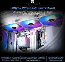 Thermalright Frozen Prism 360 Baltas Argb Cpu vandens aušintuvas su dvigubu Pwm ventiliatoriumi, vandens pompos greitis 3300rpm, S-fdb guolis, skirtas Am4/am5, Intel Lga1150/1151/1200/1700/1851/2011 (baltas Argb)