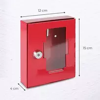 Hmf 1021-03 Avarinis raktų seifas su stiklo laužikliu 15 x 12 x 4 cm, Ral 3002 raudonas