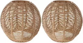 Pakabinamas šviestuvas Angoily 2 vnt. pintas abažūras retro rotango pintas krepšys lubinis pakabinamo šviestuvo gaubtas vintažinis sietyno gaubtas valgomajam svetainei 15 x 15 cm