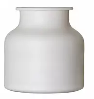 Kreminės spalvos stiklinė vaza, matinis vazonas Woz-01 matinis A:21 cm D:21 cm
