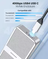 Orico M.2 Nvme Ssd dėklas 40Gbps Pcie3.0x4 Usb C adapteris, skirtas Thunderbolt 3/4 Usb 3.2/3.1/3.0/2.0 Type-c, patobulintas aliuminio išorinis M2 dėklas Nvme Pcie 2280 M-key (b+m Key), iki 2800Mb/s- M224sv