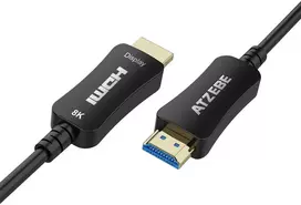 Atzebe hdmi šviesolaidinis kabelis hdmi 2.1 kabelis 15 m 48gbps didelės spartos kabelis 8k @ 60hz 4k @ 120hz palaiko dolby dynamic hdr hdcp 2.3 earc
