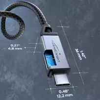 Kabelis Usb-c 2m, 20gb/s, 240w greitas įkrovimas, juodas