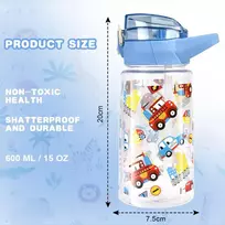 Flintronic 500 ml vaikiška gertuvė, vaikiška gertuvė su šiaudeliu, be bpa vaikiškos vandens gertuvės, sportinė gertuvė su nepralaidžiu atverčiamu dangteliu mergaitėms ir berniukams, mėlyna