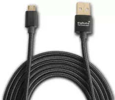 Bigbuild Technology juodas 2 metrų paauksuotas Usb kabelis, skirtas Bose Soundlink Color, Micro, Revolve, Revolve Plus garsiakalbiams
