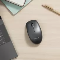 Logitech B100 pelė su laidu, Usb jungtis, 800 Dpi optinis jutiklis, 3 mygtukai kairiarankiams ir dešiniarankiams, Pc / Mac - juoda