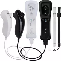 Techken Wii valdiklis su Nunchuck - nuotolinio valdymo pultas ir pakaitinis valdiklis, skirtas Wii (be Motion Plus) - juodas + baltas