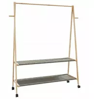Vidaxl drabužių kabykla su lentynomis ir ratukais, 132x45,5x155,5 cm