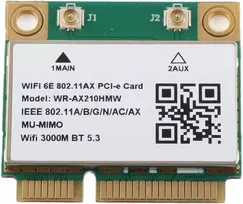 Annadue Ax210hmw Wifi kortelė, 5374m Wi-fi 6e belaidis modulis, išplečiamas iki vidinio 6ghz Mu-mimo trijų dažnių tinklo kortelė su Bluetooth 5.2, Pcie belaidžio tinklo kortelė nešiojamam kompiuteriui