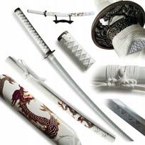 Katana dekoratyvinis kardas Bamboo Blade su stovu, White Dragon, HK1129WD