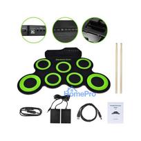 SUPRIMO Roll Up Drum Pad - 9-Pad Portable Electronic Drum Kit with Pedals, USB MIDI, Built-in Speakers, Black