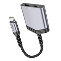 Hoco adapteris 2in1 Usb-c į 2x Usb-c 27w Ls40 pilkas