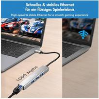 Karta sieciowa LogiLink LogiLink USB 3.2 Gen1 Hub, 3xUSB-A, 1xRJ45 Gigabit Ethernet