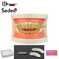 Tikro 14K auksu dengti variniai cirkonio grillz – Helovino hiphopas, perdėti repo deimantiniai dantų papuošalai Upper Teeth beige