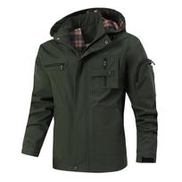 Men S Casual Outdoor Waterproof Hooded Work Jacket Windbreaker L black