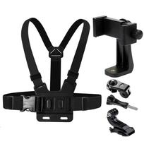 6in1 Action Camera Accessories Kit Head Strap Chest Strap Mount Adjustable Holder for Action 6 5Pro GoPro DJI Smartphone Bracket 2 Full Set black