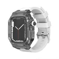 Modification Kit for Apple Watch Series 9 8 7 45mm 41mm Transparent Case Rubber Sport Strap for IWatch Series 6 5 4 SE 44mm 40mm 44mm