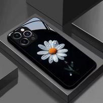 Foreign trade hot-selling literary style small daisy tempered glass mobile phone case high texture pattern printing apple 13promax iphone7 Plus/8 Plus black