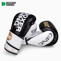 Professional Boxing Gloves Adults Training Muay Thai MMA Punching Bag Workout PU Leather Lace-Up Style 10 oz black