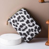 Leopard Print RFID Card Holder Wallet, Double Zipper Compact Bifold Purse, Multi-Card Slots, Anti-Theft Credit Card Organizer for Women, Men
