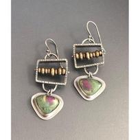 Hot Selling women's Blue Resin Inlaid Retro Jewelry Metal Handmade Pendant Earrings gray