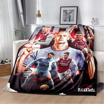Haaland Football Star Flannel Throw Blanket Soccer Player Photo Print Soft Warm Sofa Cover Sports Collage Decor Blanket Gift For Football Sports Fans 80cm x 120cm gray