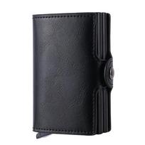 Antitheft Business Carbon Fiber Anti Rfid Credit Bank Card Holder Case 12 Cards with Hasp Men Double Metal Box Cardholder Wallet