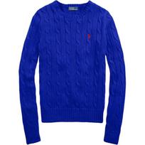 Polo Ralph Lauren SS22 Solid Logo Cable Knit Sweater Women sweater WMPOSWENC020605-400 S blue