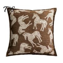 Modern Cushion Cover Maillard Color Cover, Mid Century Throw Pillow Striped or White Soft Cases for Sofa Horse Pattern, Decorative Brown Case 45x45cm kava