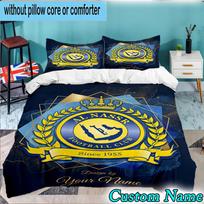 3PCS Custom Name Al Nassr Football Club Crest  Bedding Set For Bedroom, Dormitory,Including 1pc Duvet Cover And 2pcs Pillowcases Large size Fan gift 140cmx200cm