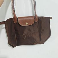 Didelė miesto stiliaus nailoninė rankinė moterims su ekologišku koldūno dizainu klasikinėmis spalvomis Classic Ebony Brown,Medium Long Handle black