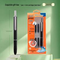 Oaso Fountain K016 Sealed Youshang Pen For Grade 3 Calligraphy Practice Obsidian black,0.38mm/Blue-Black Ink Cartridge