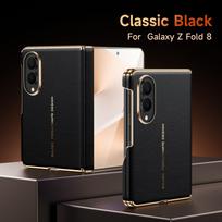 Samsung Galaxy Z Fold 8 plačiam dėklui prabangi matinė odinė, odai draugiška, itin plona, magnetinė, belaidžio įkrovimo, smūgiams atspari apsauga no front cover&Galaxy Z Fold 8 Wide oranžinė