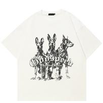 Streetwear Dobermano Grafinis Marškinėlis Medvilninis Marškinėlis Unisex Viršutiniai Marškinėliai Trumpomis Rankovėmis Marškinėlis XXL balta